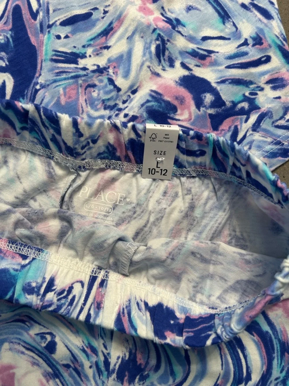 10-12 The Children’s Place Girls Blue Marble swirl Tank & Shorts Set NEW - Picture 4 of 5